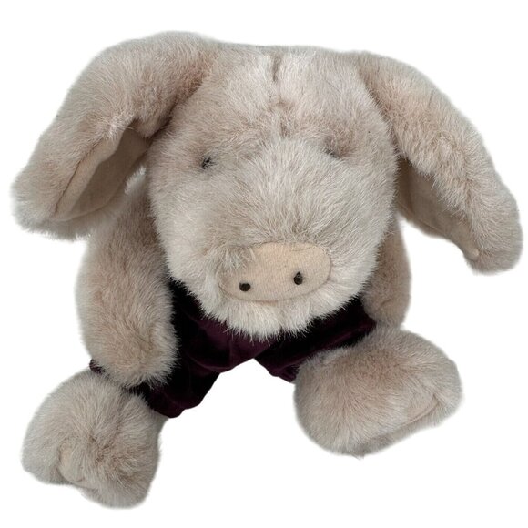 Boyds Bears Rosie O'Pigg J.B.Bean Pig Plush Jointed 10" Purple Velour Overall 96 - Picture 2 of 10
